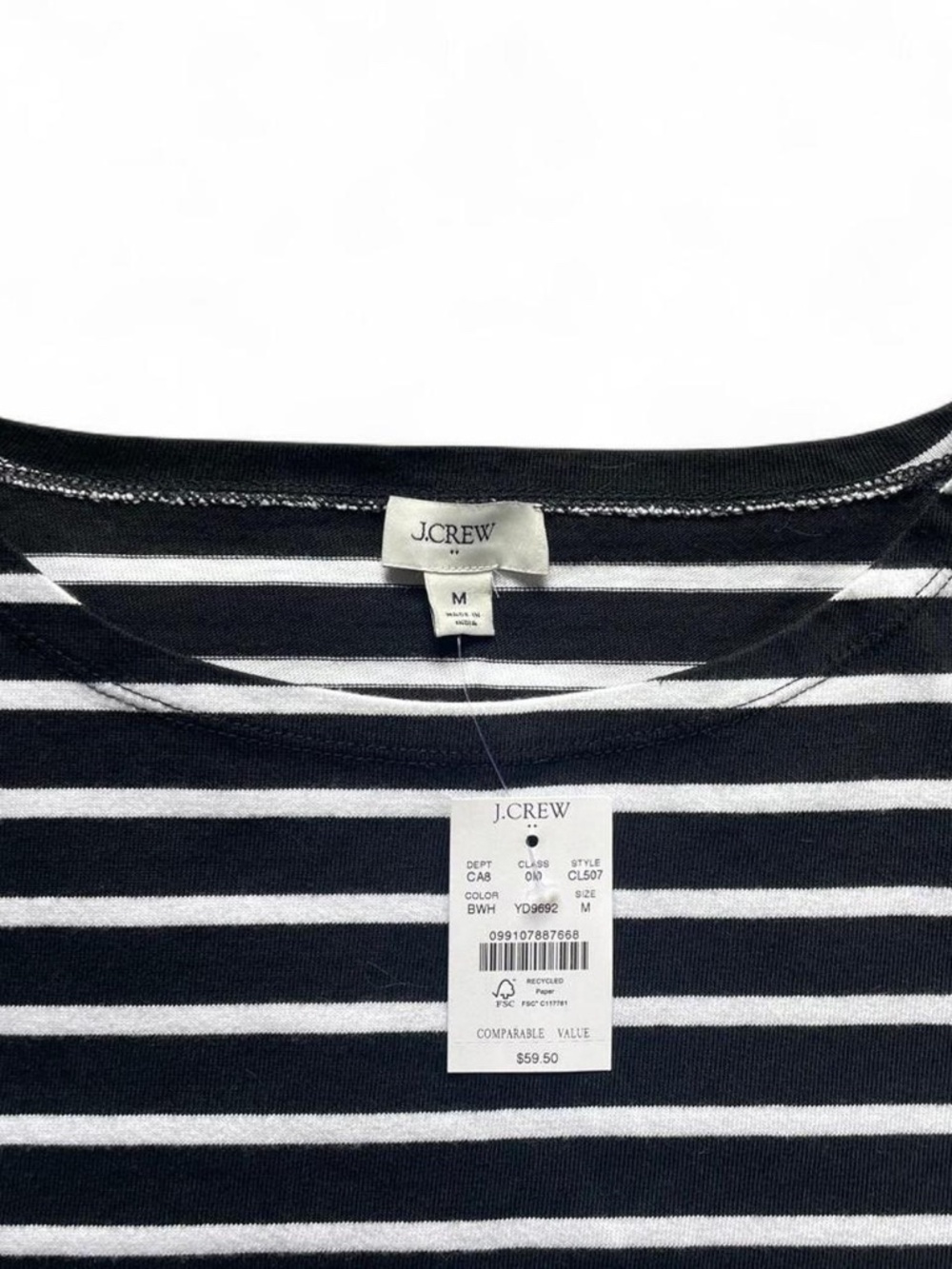 J.Crew black and white striped boat neck mariniere shirt - Picture 2 of 4